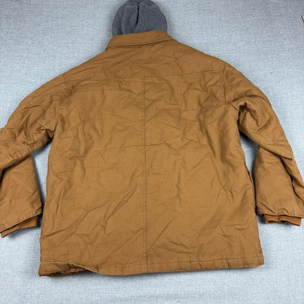 Dickies Jacket Mens XL Brown Canvas Hooded Quilted Lined Full Zip 5319 Workwear